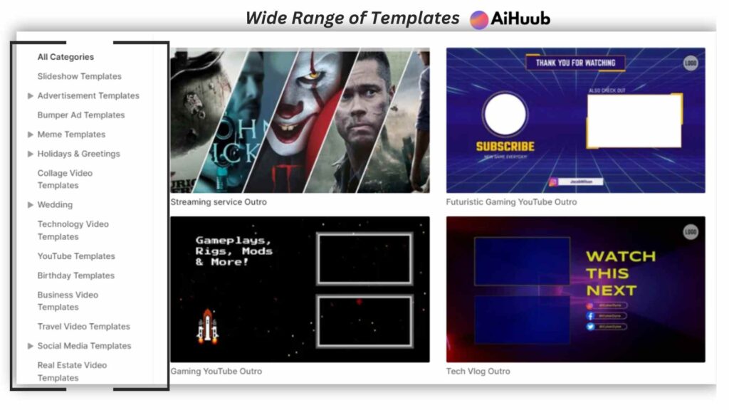 Wide Range of Invideo Templates 